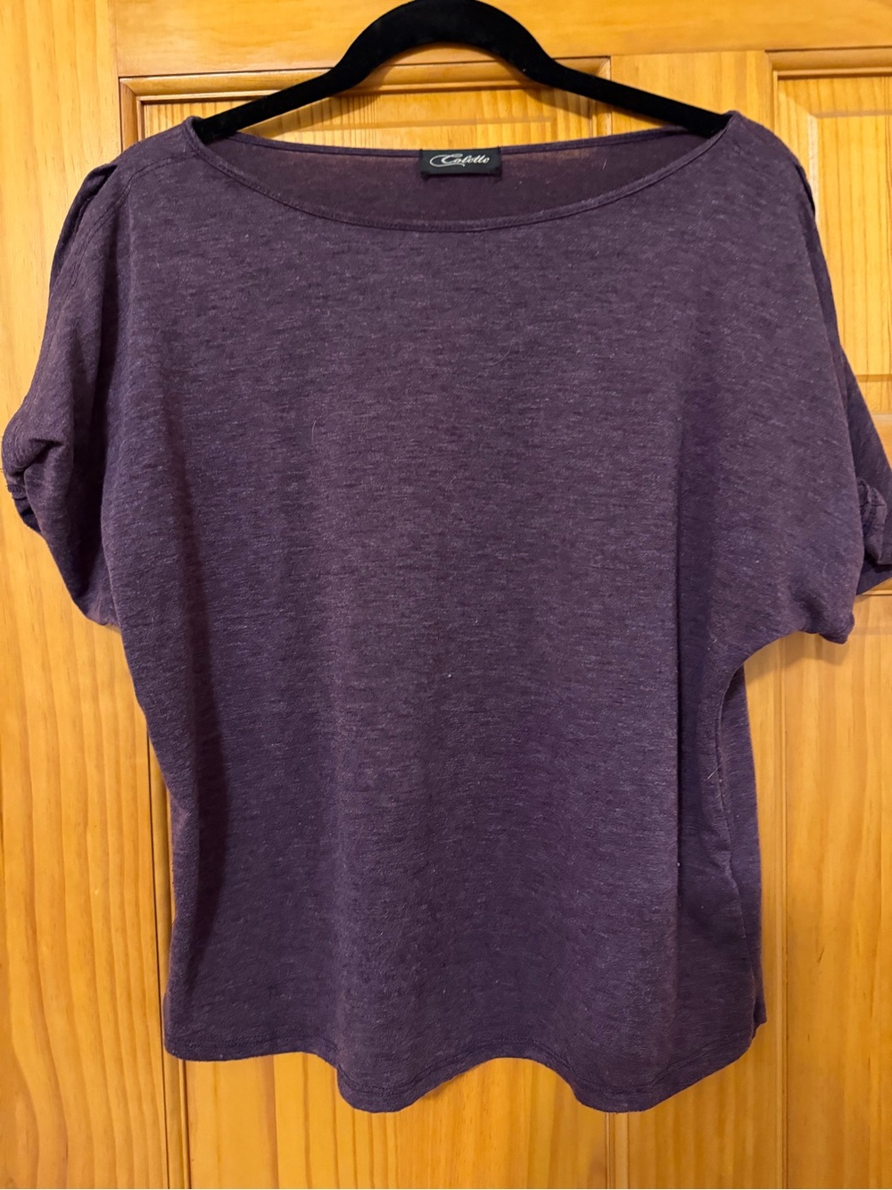 Women's Purple Short Sleeve Split Sleeve Top